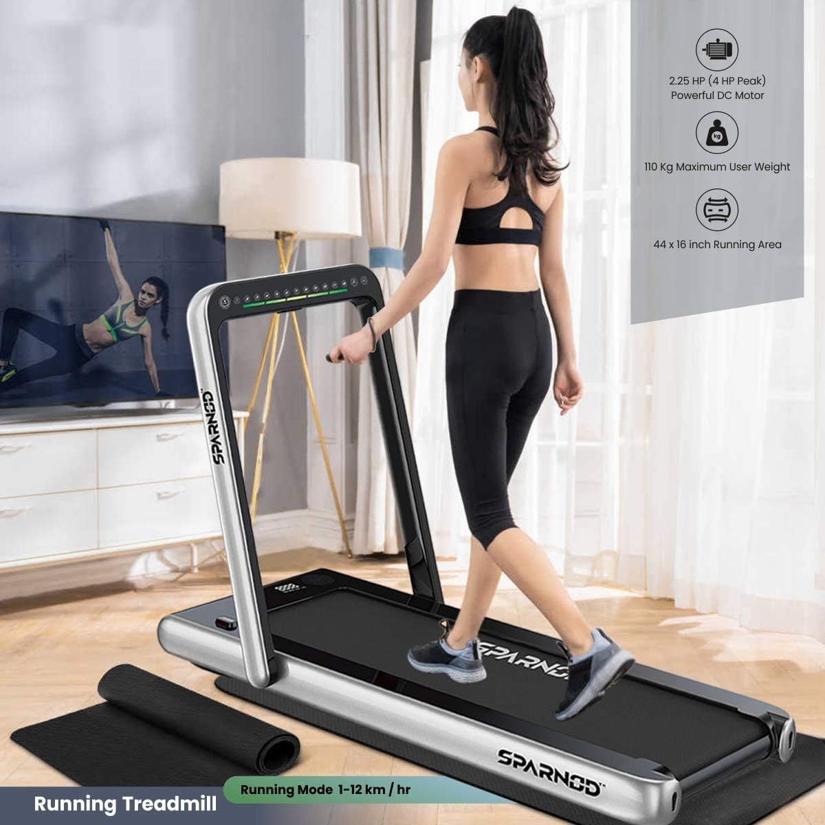 Sparnod 2 in 1 Foldable Treadmill